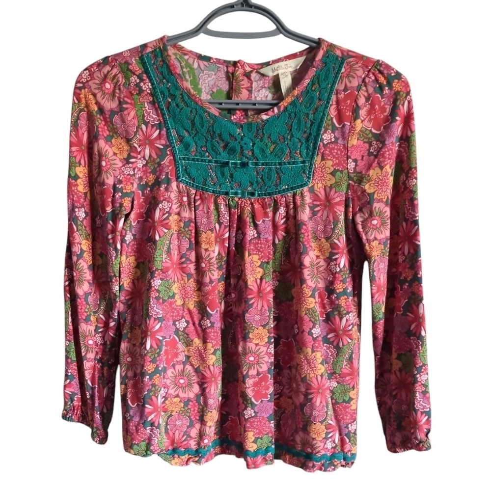 Matilda Jane Freshly Baked Pies Floral Lace Tunic Shirt Girls size 12‎